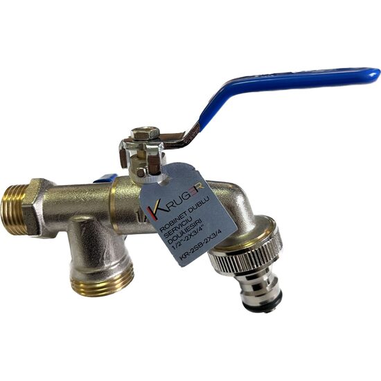 Robinet dublu serviciu- doua iesiri- 1/2"-2 x 3/4"