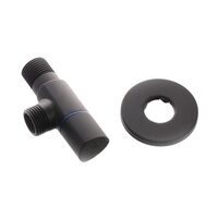 Robinet coltar Kruger Triangle, 1/2" - 1/2", rozeta, negru-mat