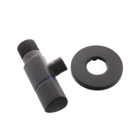 Robinet coltar Kruger Triangle, 1/2" - 3/8", rozeta, negru-mat